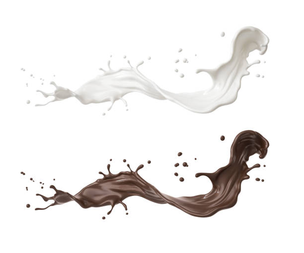 istock Chocolate or Cocoa and Milk splash isolated on white background Include clipping path, 3d illustration. 1398447543