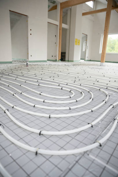 istock Shot of construction site in a loft where floor heating has just been installed 1398447615