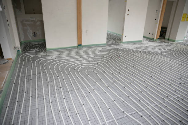 istock Shot of construction site in a loft where floor heating has just been installed 1398448671