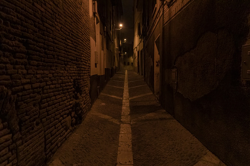 street of the town of tarazona deserted at night