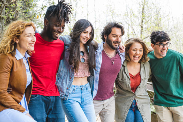 diversity and body positive concept, portrait of happy friends from different ethnic group, extended family photo diversity and body positive concept, portrait of happy friends from different ethnic group, extended family photo body positive couple stock pictures, royalty-free photos & images