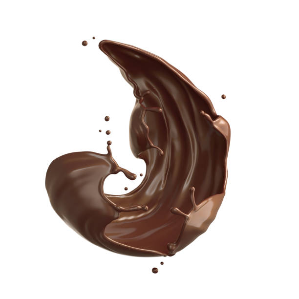 istock splash of brown chocolate isolated on white background with clipping path. 3d illustration. 1398450376