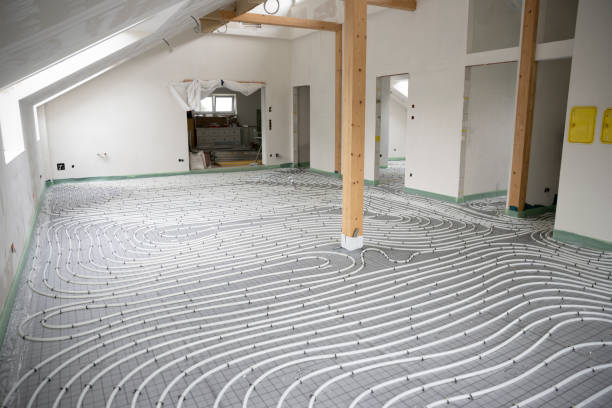 istock Shot of construction site in a loft where floor heating has just been installed 1398452163