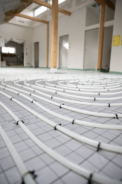 istock Shot of construction site in a loft where floor heating has just been installed 1398452379