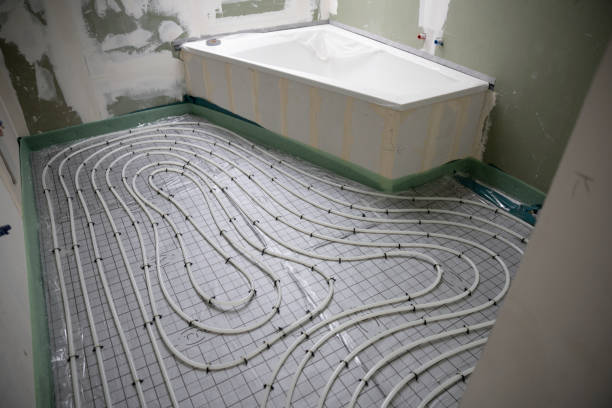 Shot of construction site in a loft where floor heating has just been installed