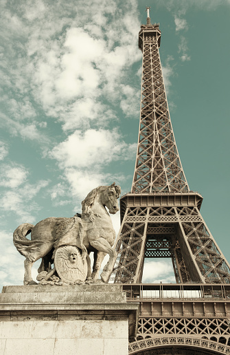 Eiffel tower in Paris, France. Retro style toned picture