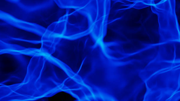 istock Blue smoke isolated on black, abstract background with natural smoke texture 1398454833