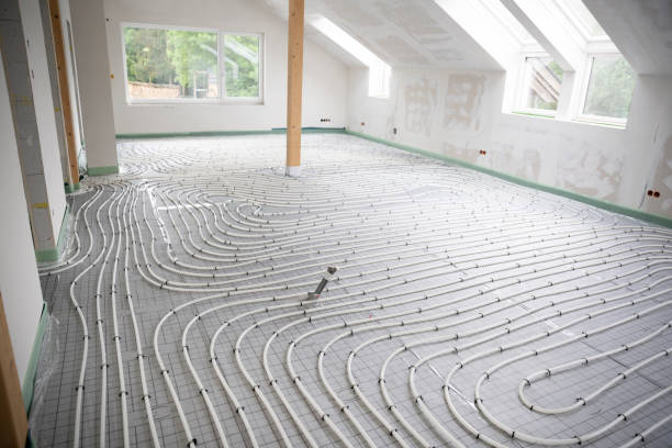 istock Shot of construction site in a loft where floor heating has just been installed 1398454842