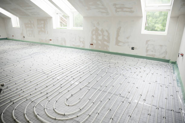 istock Shot of construction site in a loft where floor heating has just been installed 1398454948