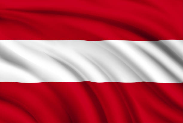 flaga austrii - mountain freedom european alps austria stock illustrations