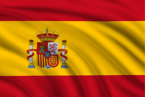 Flag of Spain Flag of Spain. Vector illustration. Background. the flag of the madrid spain stock illustrations