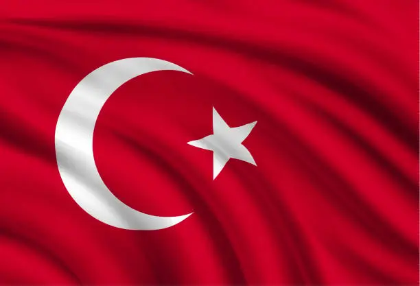 Vector illustration of Flag of Turkey, Turkish flag