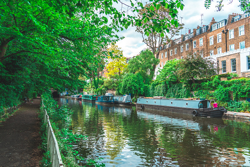 Houseboats on the Regent's Canal at Little Venice, London, UK