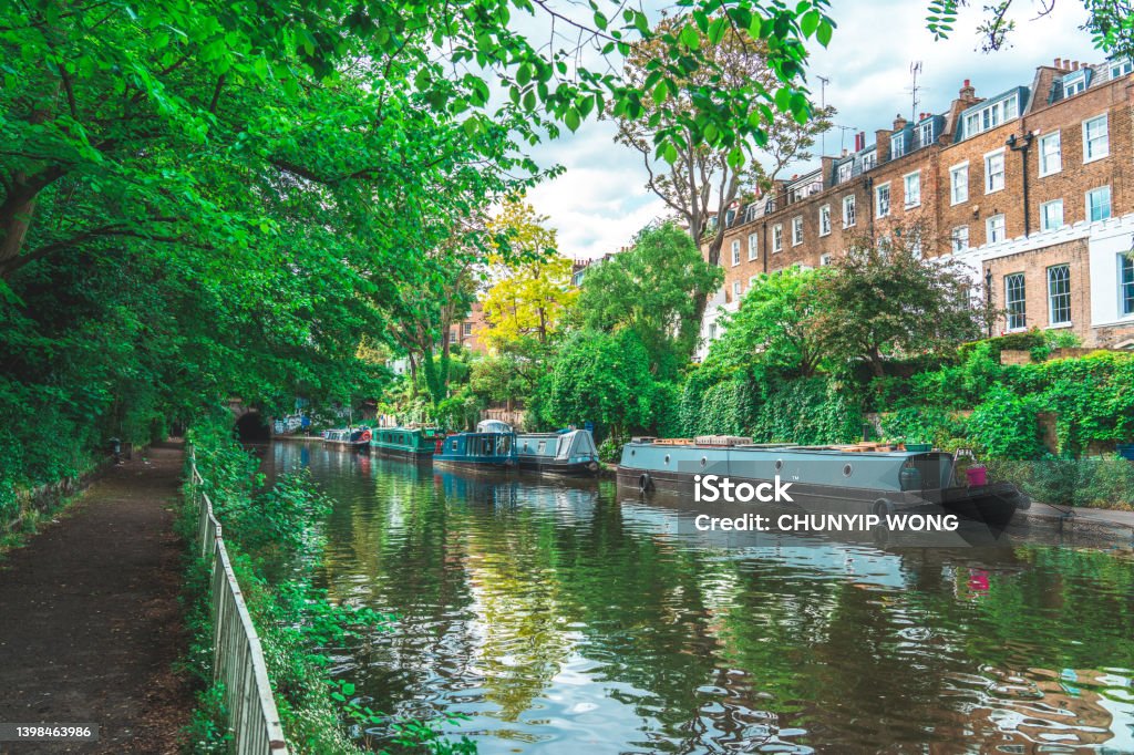 Houseboats on the Regent's Canal at Little Venice, London, UK London - England Stock Photo