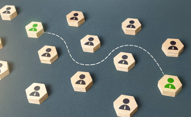 istock Communication between people. Find your soul mate. Simplified communication in corporate network hierarchy. Mental connection. Cooperation with a specialized specialist. Business relationship 1398466391