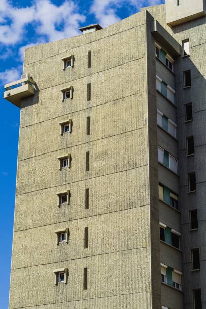 istock Brutalist concrete building, an architectural style that had its heyday between the 1950s and 1970s. In its beginnings it was inspired by the work of the Swiss architect Le Corbusier. 1398467478