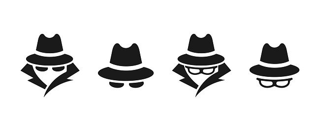Agent or spy icon. Incognito vector logo collection.