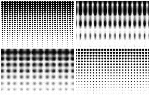 서클 하프톤 요소 배경, 흑백 추상 그래픽. 원활한 하프톤 패턴. - dtp stock illustrations