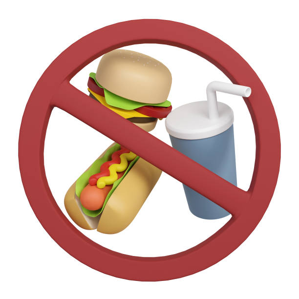 3d rendering no food or drink red sign with clipping path.