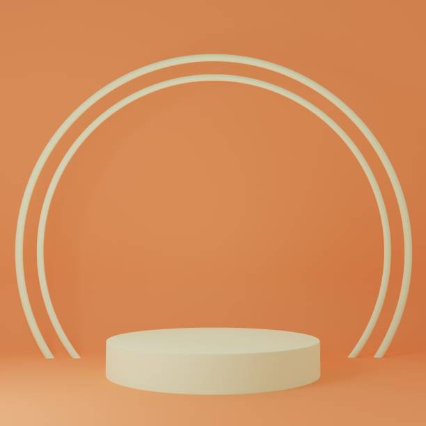 istock Product Stand in orange room ,Studio Scene For Product ,minimal design,3D rendering 1398470196