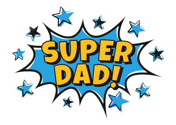 Super dad message in sound speech bubble in pop art style. Super dad message in sound speech bubble in pop art style. 
Sound bubble speech word cartoon expression. Vector illustration. Stock illustration fashionable dad stock illustrations