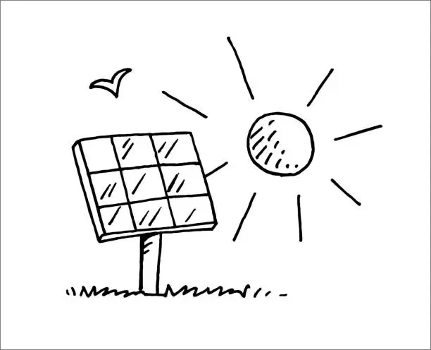 Vector illustration of Hand drawn Solar energy panel