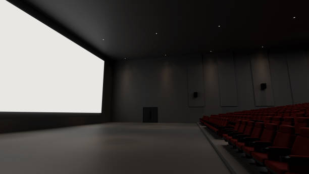 istock movie theater with white screen, 3d rendering 1398474977