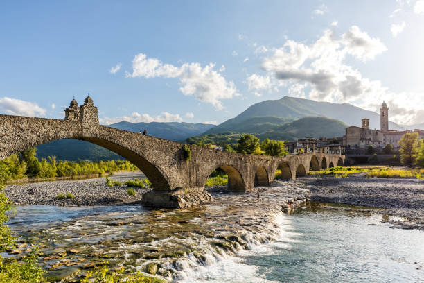 istock Panoramic view of The Hampback Bridge in Bobbio, Emilia Romagna region, Italy. 1398475047