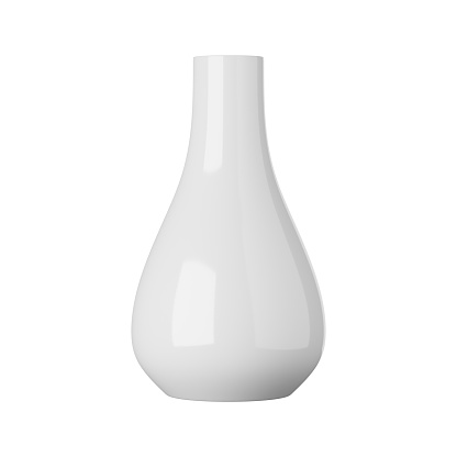 White ceramic vase isolated on white background, 3d rendering