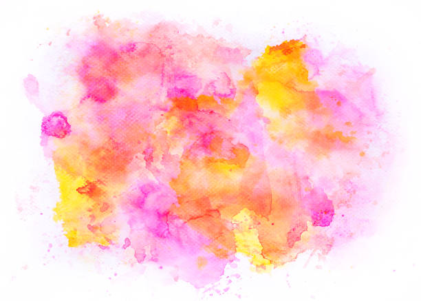 Watercolor paint brush strokes from a hand drawn isolated on white background.