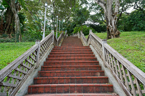 Fort Canning Park located in the centre of Singapore is placed on a hill. That resulted in many starts built around the park to move from one side of it to another.