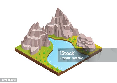 istock isometric mountain with big river 1398482001
