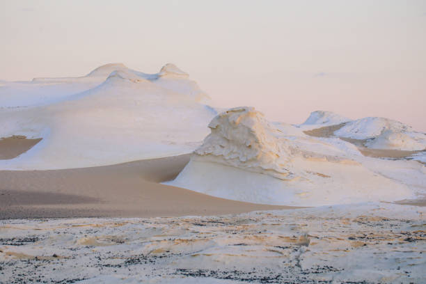 Evening View to the Sand Formations of the White Desert Protected Area, National Park in the Farafra Oasis, Egypt