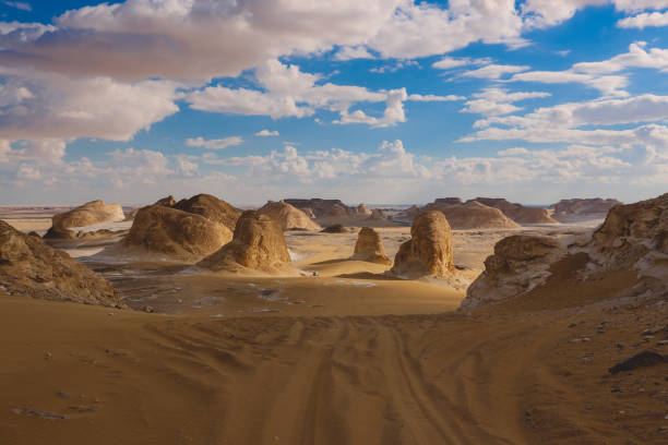 istock Panoramic View to the Sandy Formations in the White Desert Protected Area 1398486116