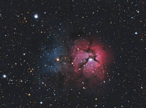 Trifid Nebula in the Sagittarius constellation Trifid Nebula in the Sagittarius constellation at the center of the Milky Way. Night sky chart and  stars background emission nebula stock pictures, royalty-free photos & images