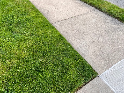Neat lawn and sidewalk