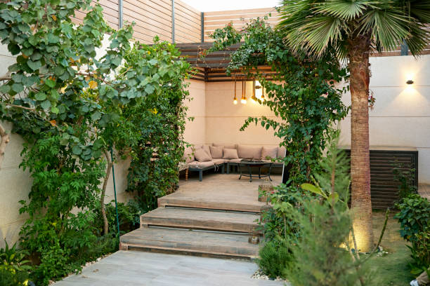 Secluded outdoor patio and foliage