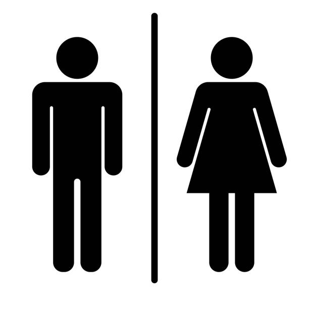 Men's and women's toilet sign (black) Men's and women's toilet sign (black) toilet sign stock illustrations