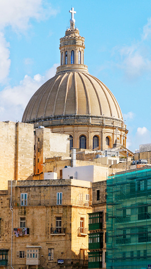 Basilica of Our Lady of Mount Carmel, Valletta, Malta, on a sunny morning