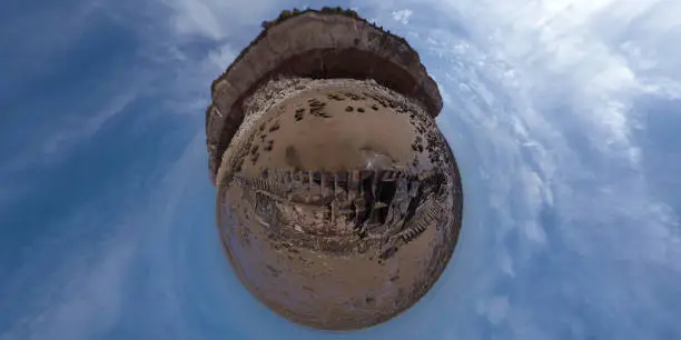 Photo of A tiny planet view of the cliffs at Hunstanton in Norfolk, UK