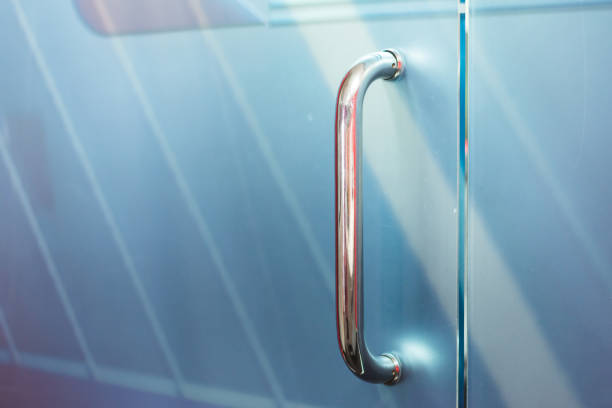 istock Company glass door handle 1398496194