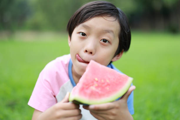 Child eating watermelon