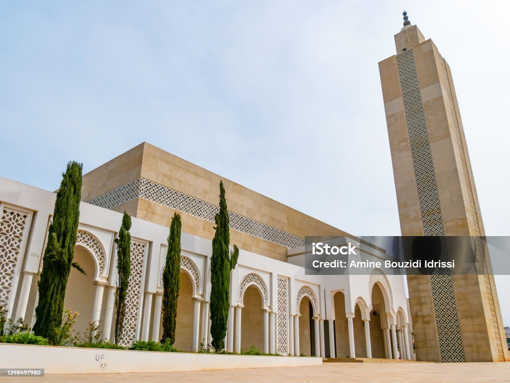 Ultra modern Sheikh Zayed Mosque in Salé Morocco - Full Building Rabat - Morocco Stock Photo