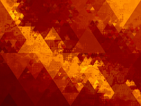 Fire Flame Abstract Lava Volcano Eruption Background Amber Triangle Rhombus Diamond Circle Pattern Blurred Multi-Layered Texture Red Maroon Orange Yellow Gold Brown Ombre Digitally Generated Image