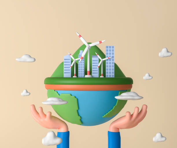 istock 3d rendering concept environment and renewable energy illustration. 1398499180