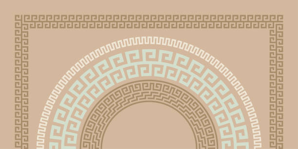 grecka kolekcja breloków. dekoracyjny starożytny meandr - greece ancient history roman classical greek stock illustrations