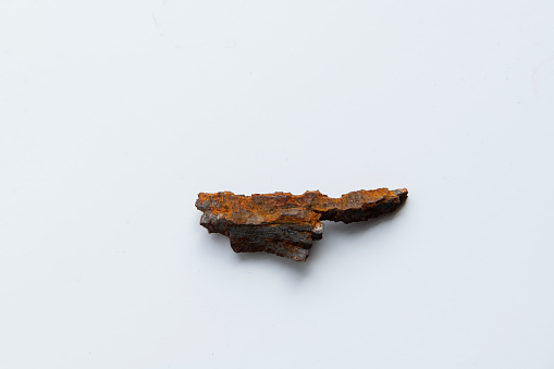 Close-up of a piece of shrapnel in Irpin, Ukraine
