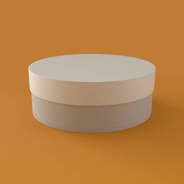 istock Round Cardboard Box Mockup Isolated on Orange Background. 3d Rendering 1398503706