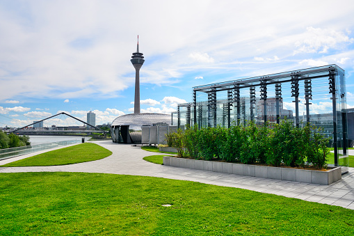 Modern architecture of Düsseldorf´s Media Harbour district, Germany