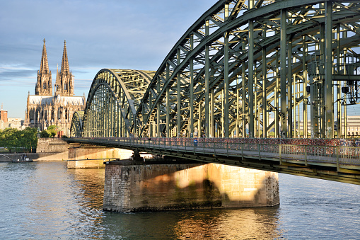 Skyline of Cologne including the illuminated \